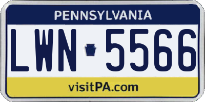 PA license plate LWN5566