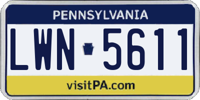 PA license plate LWN5611