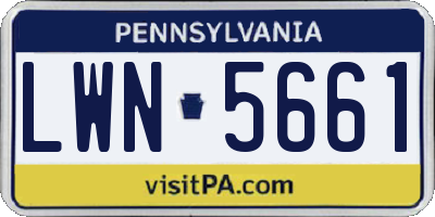 PA license plate LWN5661