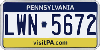 PA license plate LWN5672