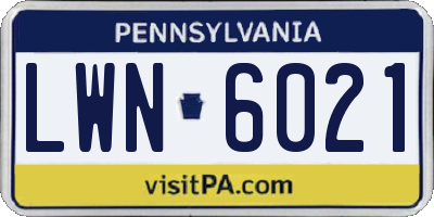 PA license plate LWN6021