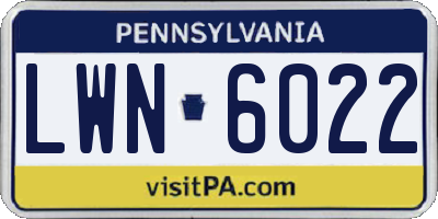 PA license plate LWN6022
