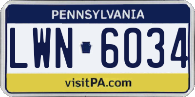 PA license plate LWN6034