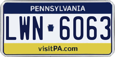 PA license plate LWN6063