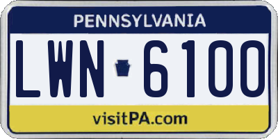 PA license plate LWN6100