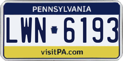 PA license plate LWN6193