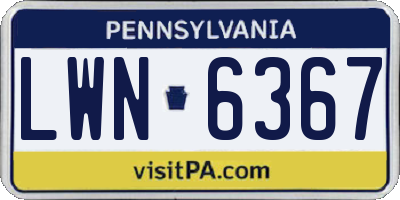 PA license plate LWN6367