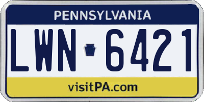PA license plate LWN6421