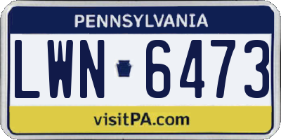 PA license plate LWN6473