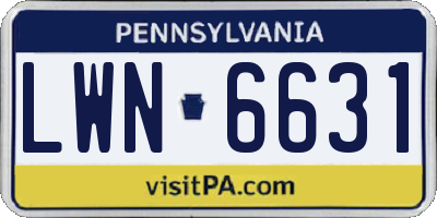 PA license plate LWN6631