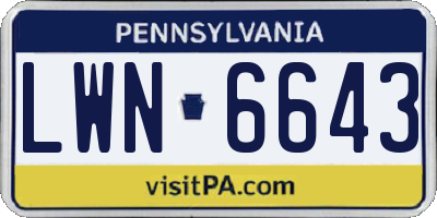 PA license plate LWN6643