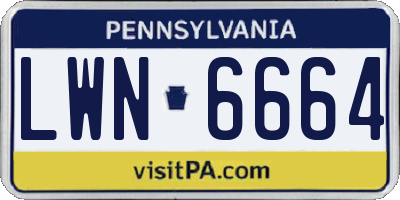 PA license plate LWN6664