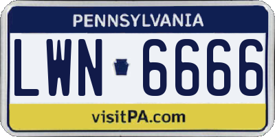 PA license plate LWN6666