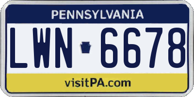 PA license plate LWN6678