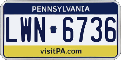 PA license plate LWN6736