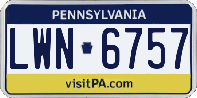 PA license plate LWN6757