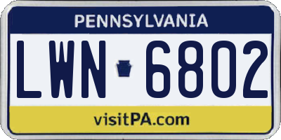 PA license plate LWN6802
