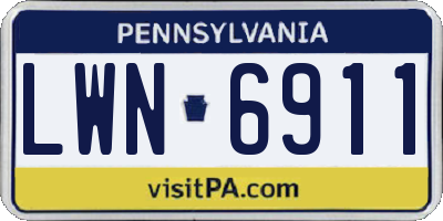 PA license plate LWN6911
