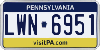 PA license plate LWN6951