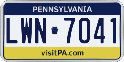 PA license plate LWN7041