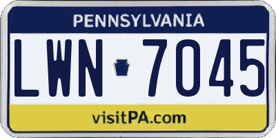 PA license plate LWN7045