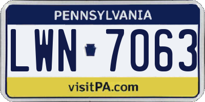 PA license plate LWN7063