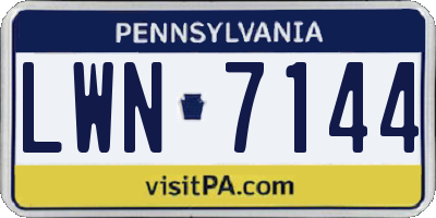 PA license plate LWN7144