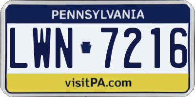 PA license plate LWN7216