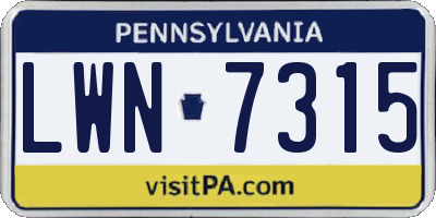 PA license plate LWN7315