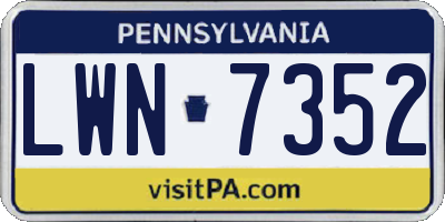 PA license plate LWN7352