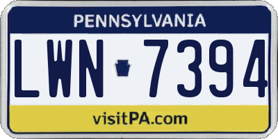 PA license plate LWN7394