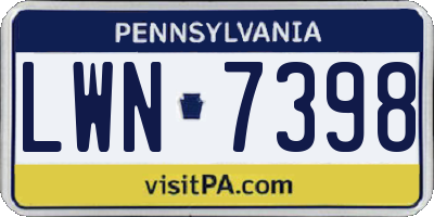 PA license plate LWN7398