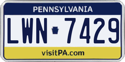 PA license plate LWN7429