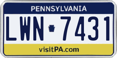 PA license plate LWN7431