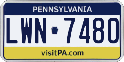 PA license plate LWN7480