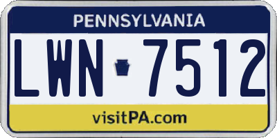PA license plate LWN7512