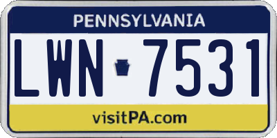 PA license plate LWN7531
