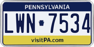 PA license plate LWN7534