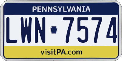 PA license plate LWN7574