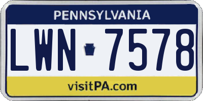 PA license plate LWN7578