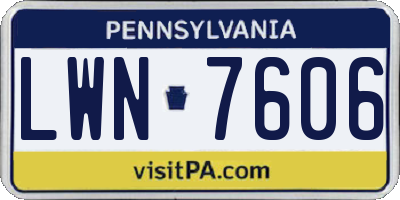 PA license plate LWN7606