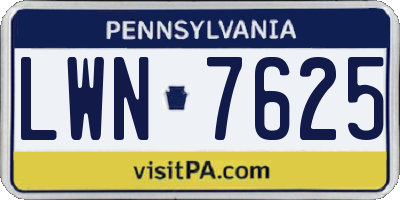PA license plate LWN7625