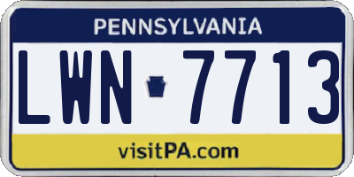 PA license plate LWN7713