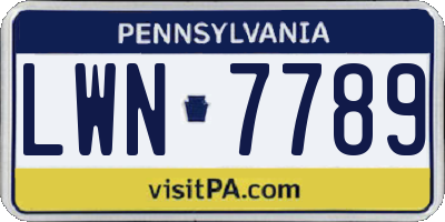 PA license plate LWN7789
