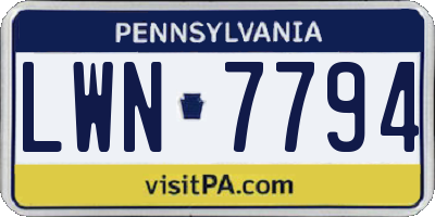 PA license plate LWN7794