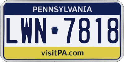 PA license plate LWN7818