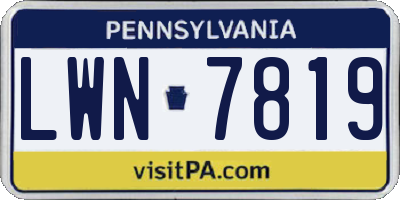 PA license plate LWN7819