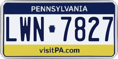 PA license plate LWN7827