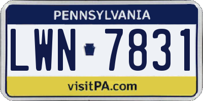 PA license plate LWN7831