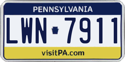 PA license plate LWN7911